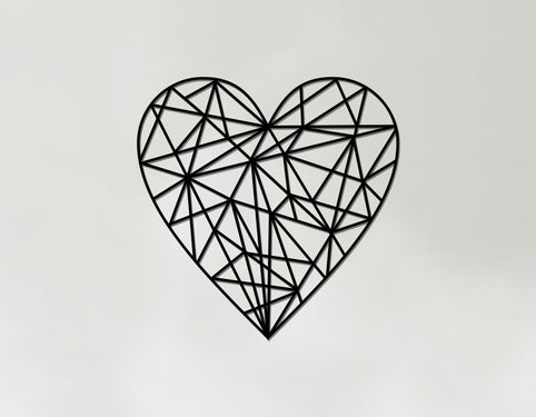Geometric Heart Art - Wooden Country Wall Art - Heart Gift