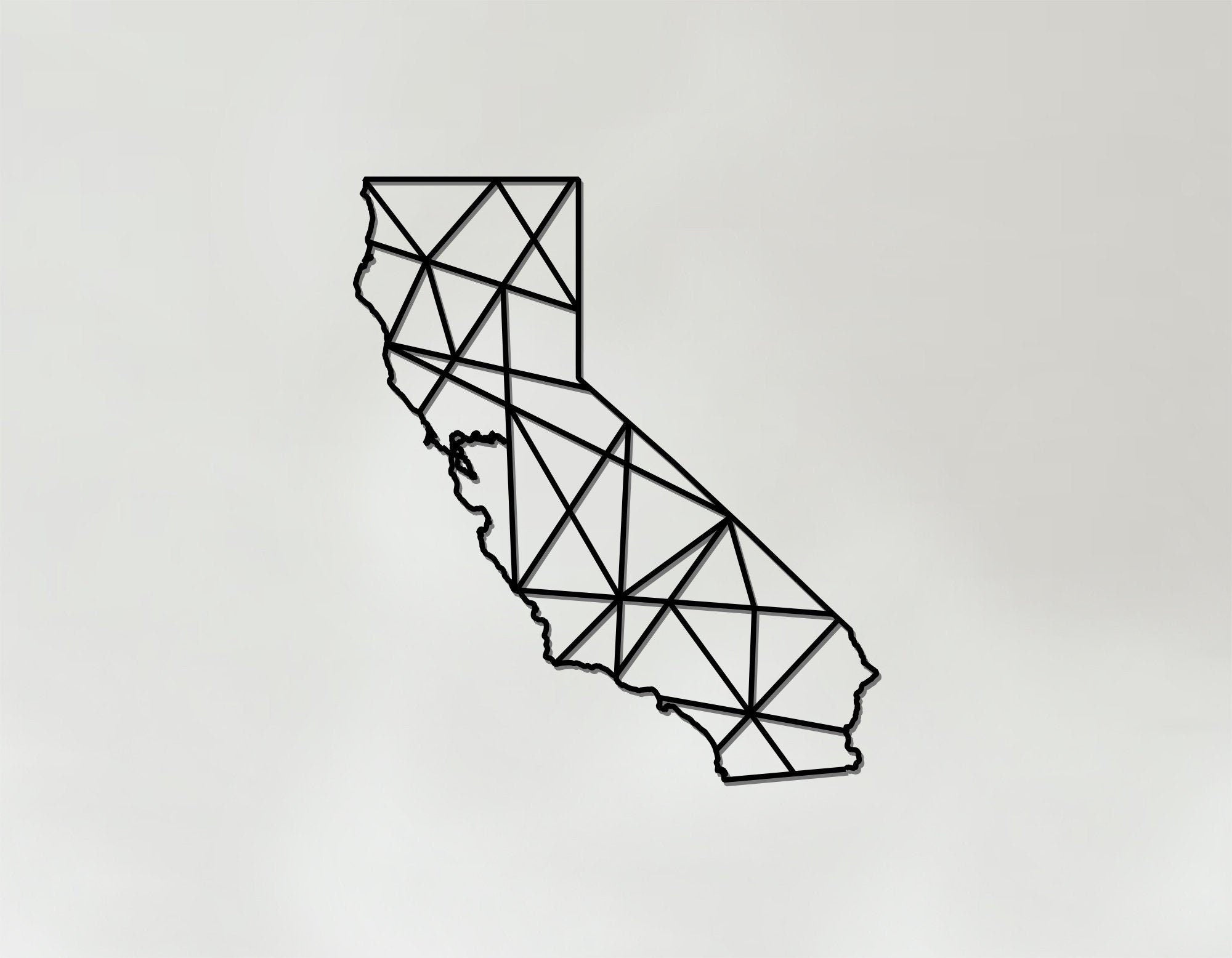 Geometric California Art - Wooden State Wall Art - California Gift