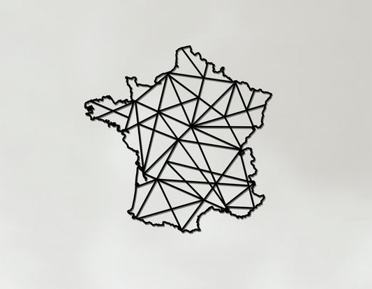 Geometric France Art - Wooden Country Wall Art - France Gift