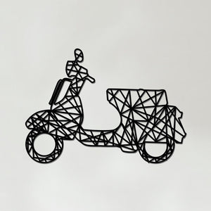 Geometric Scooter Art - Wooden Country Wall Art - Scooter Vespa Lambretta Gift