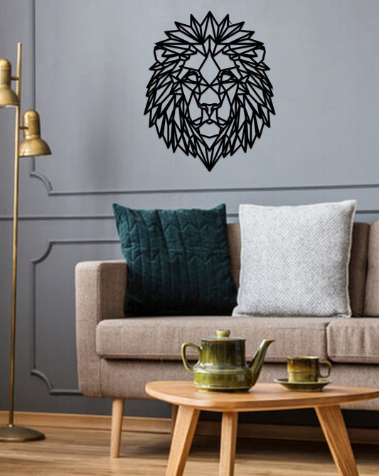 Geometric Lion Art - Wooden Laser Cut Wall Art