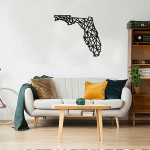 Geometric Florida State USA Art - Wooden Country Wall Art - Florida State USA Gift