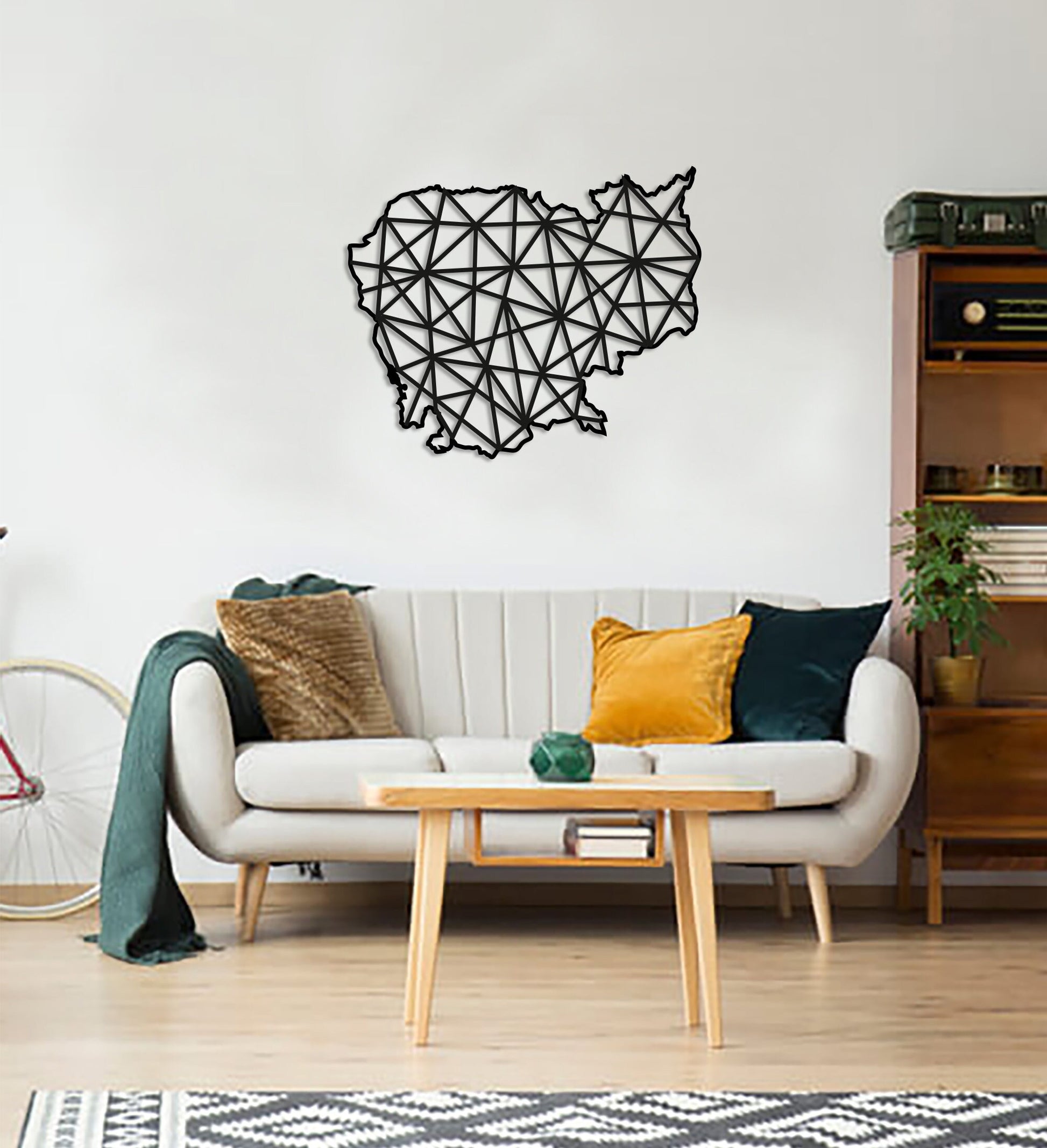 Geometric Cambodia Art - Wooden Country Wall Art - Cambodian Gift