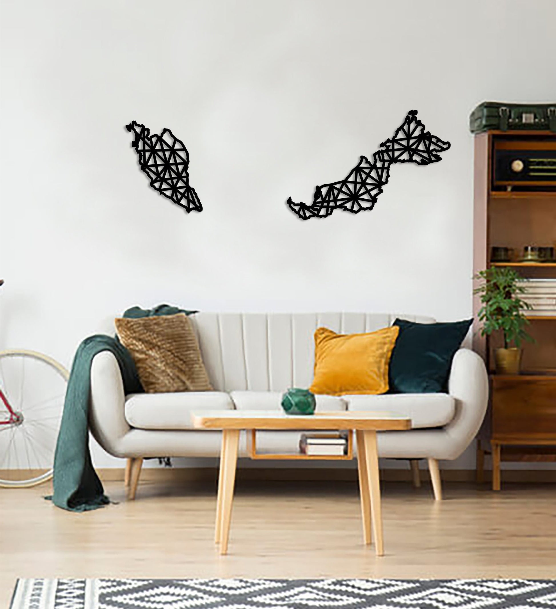 Geometric Malaysia and Borneo Art - Wooden Country Wall Art - Malaysian Gift
