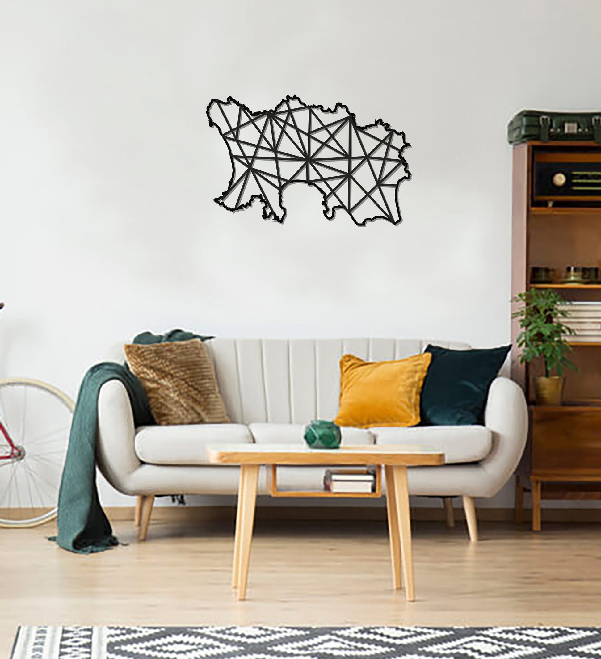 Geometric Jersey Art - Wooden Country Wall Art - Jersey Gift
