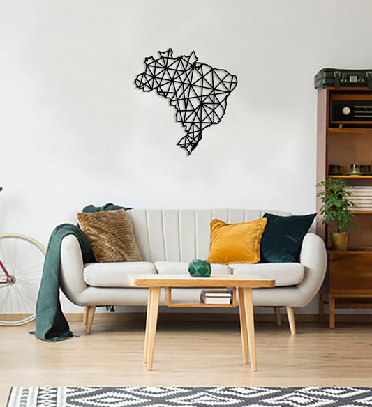 Geometric Brazil Art - Wooden Country Wall Art - Brazilian Gift