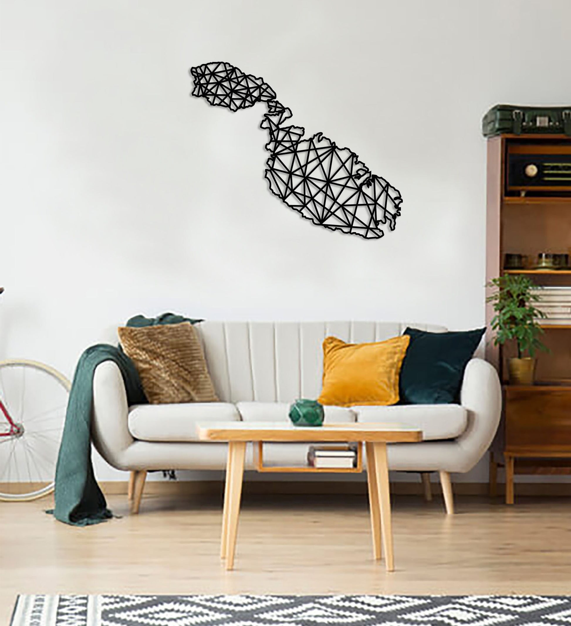 Geometric Malta Gozo and Comino Art - Wooden Country Wall Art - Malta Gozo Comino Gift