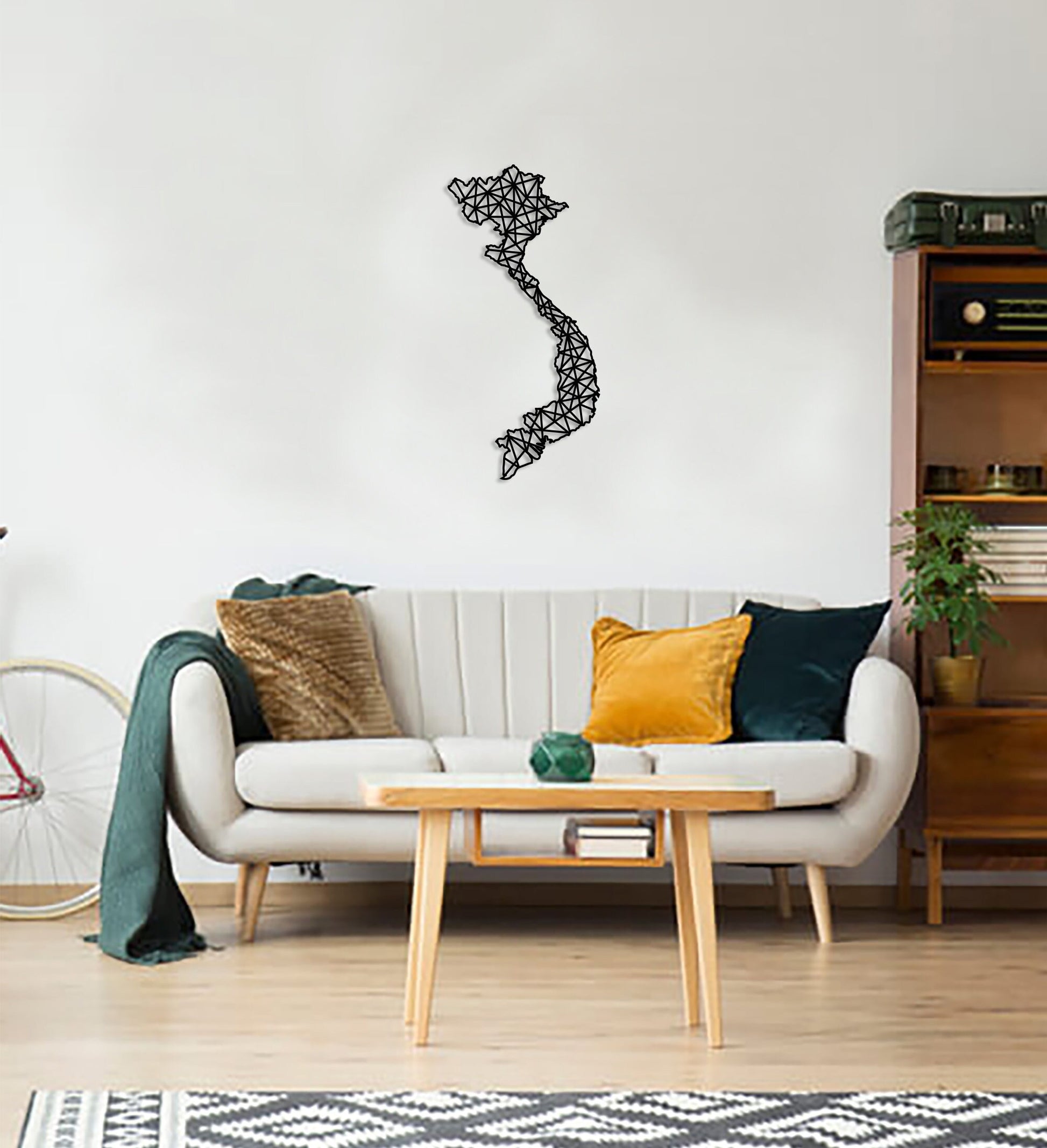 Geometric Vietnam Art - Wooden Country Wall Art - Vietnam Gift