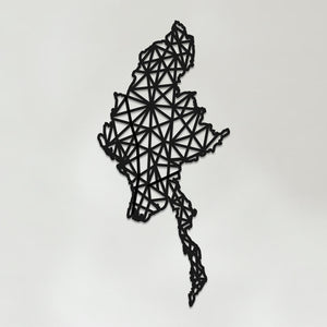 Geometric Myanmar Art - Wooden Country Wall Art - Myanmar Gift