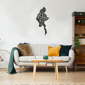 Geometric Myanmar Art - Wooden Country Wall Art - Myanmar Gift