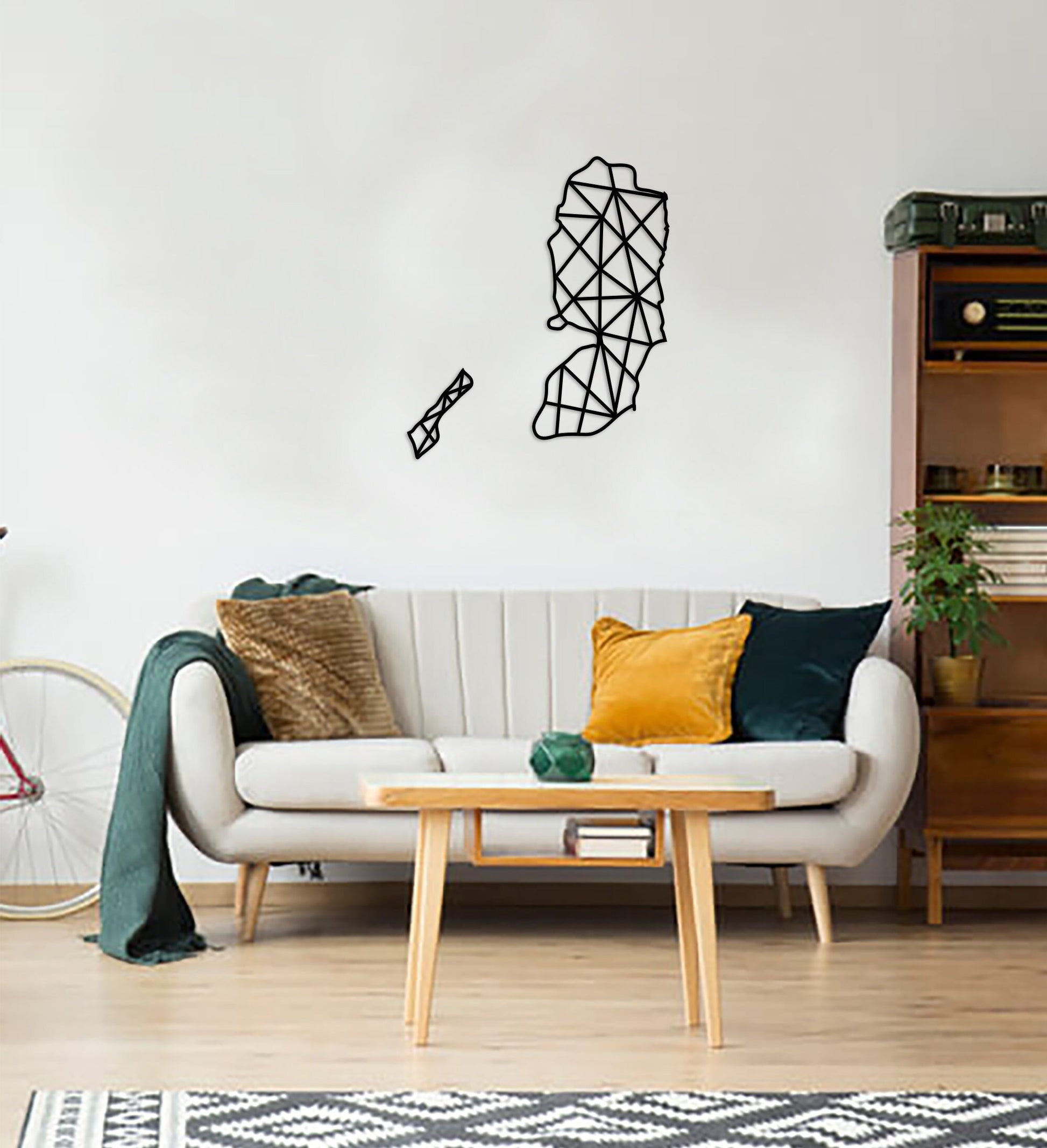 Geometric Palestine Art - Wooden Country Wall Art - Palestine Gift