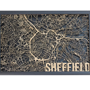 Sheffield Wood Map Laser Cut Street Maps Wooden Map