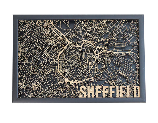 Sheffield Wood Map Laser Cut Street Maps Wooden Map