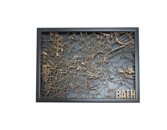 Bath Wood Map Laser Cut Street Maps Wooden Map