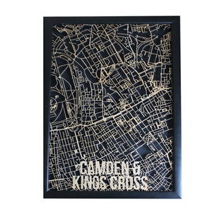 Camden & Kings Cross Wood Map Laser Cut Street Maps Wooden Map