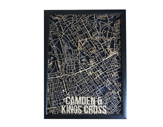 Camden & Kings Cross Wood Map Laser Cut Street Maps Wooden Map