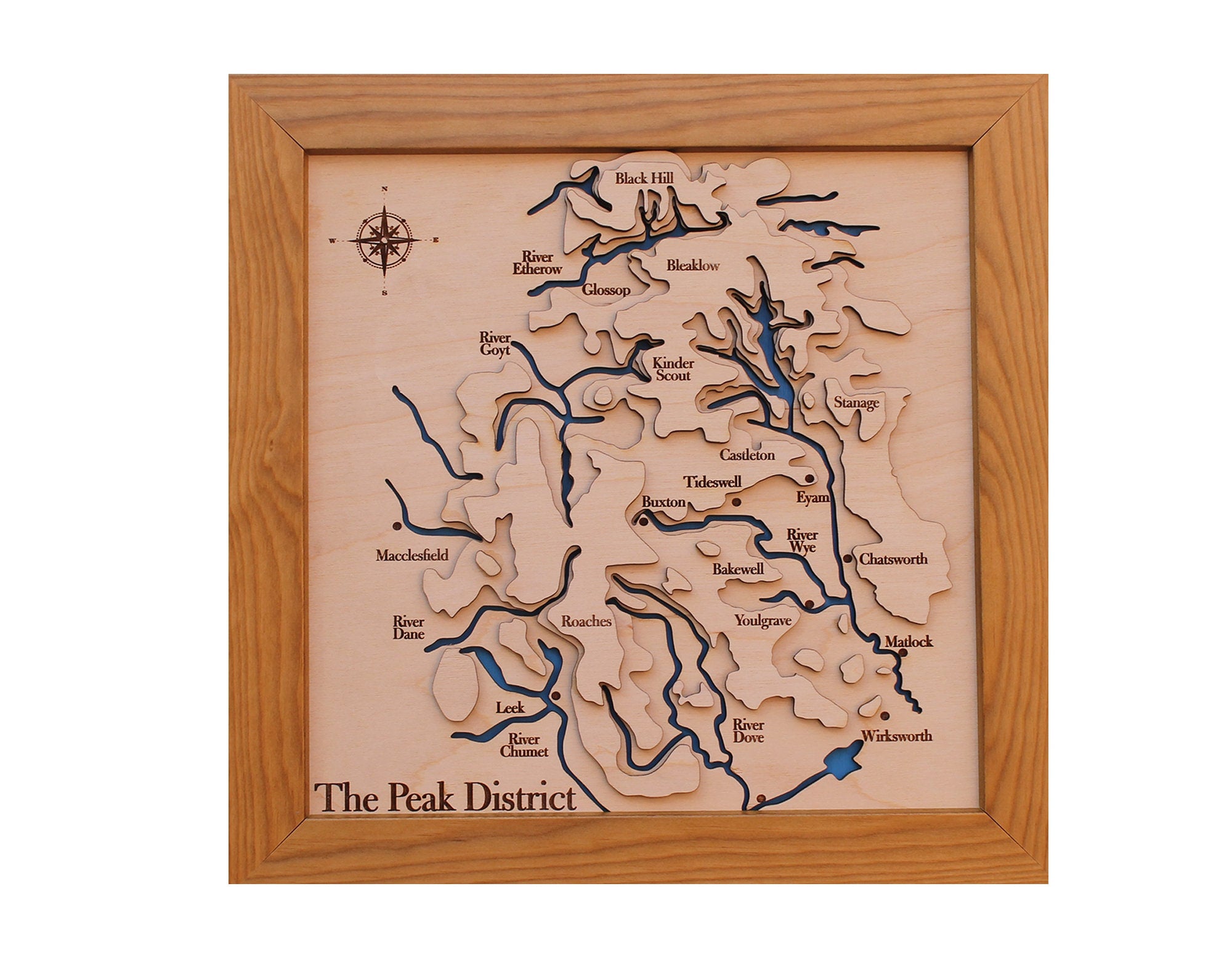 3D Peak District Map - Wooden Topographical Map