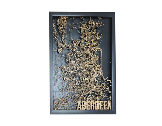 Aberdeen Wood Map Laser Cut Street Maps Wooden Map