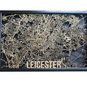 Leicester Wood Map Laser Cut Street Maps Wooden Map
