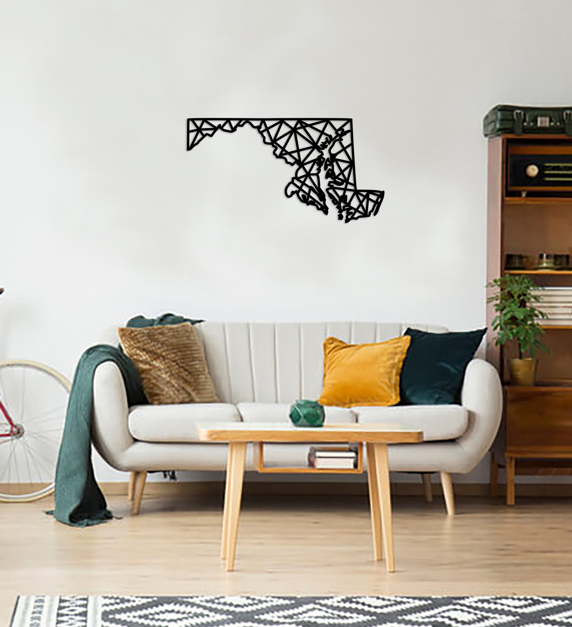 Geometric Maryland Art - Wooden Country Wall Art - Maryland Gift