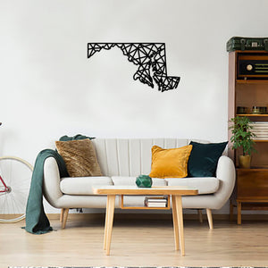 Geometric Maryland Art - Wooden Country Wall Art - Maryland Gift
