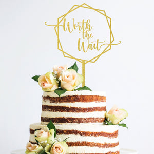 Worth the Wait Hexagon Cake Topper Birthday Party Cake Decoration