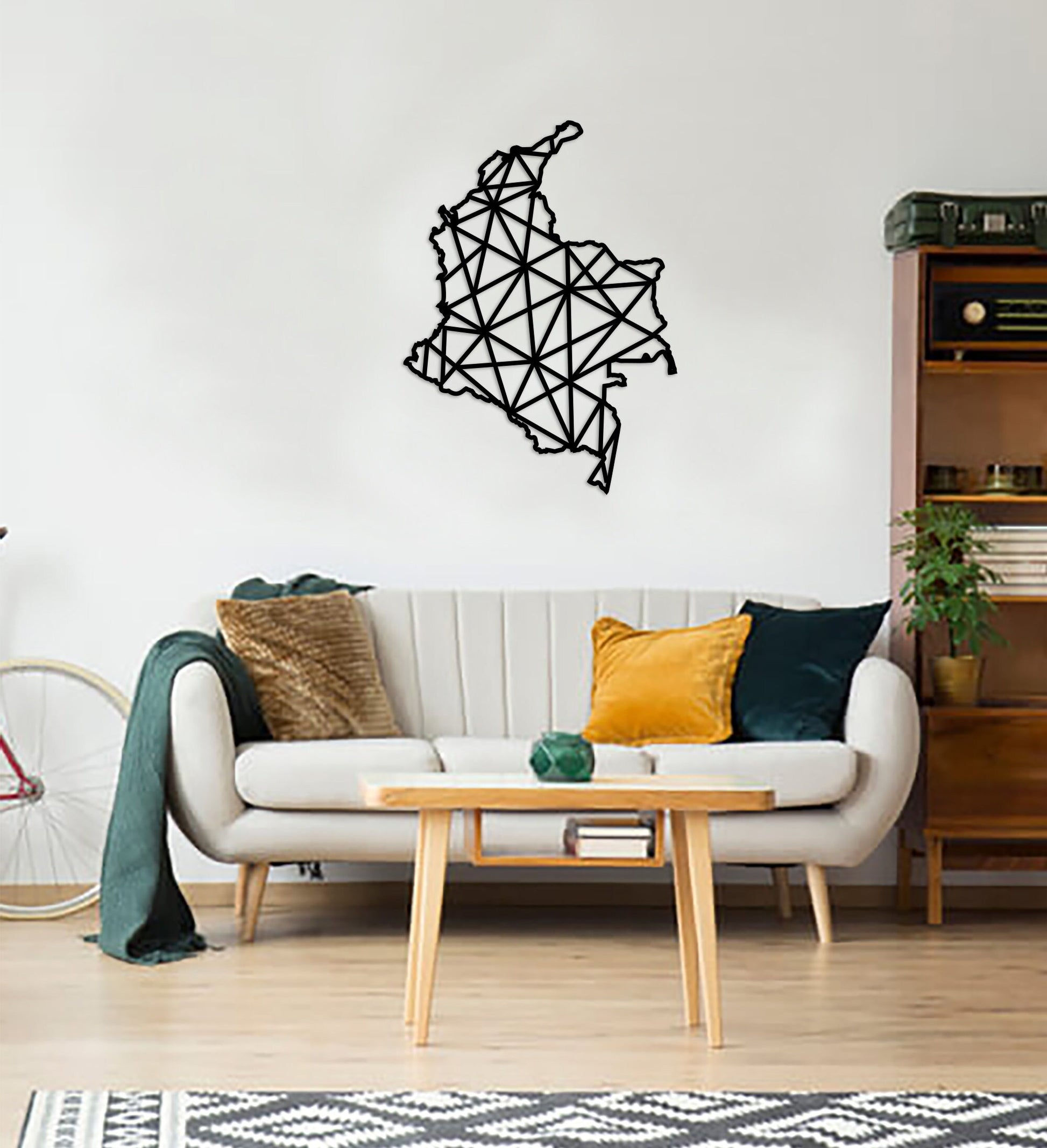 Geometric Colombia Art - Wooden Country Wall Art - Colombia Gift