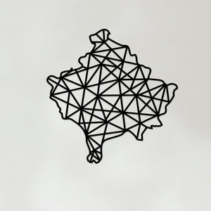 Geometric Kosovo Art - Wooden Country Wall Art - Kosovo Gift