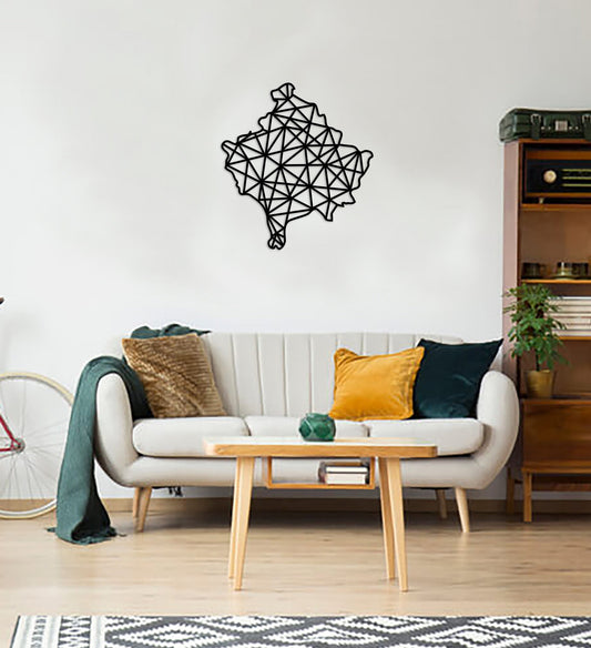 Geometric Kosovo Art - Wooden Country Wall Art - Kosovo Gift