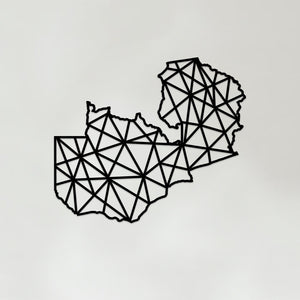 Geometric Zambia Art - Wooden Country Wall Art - Zambia Gift