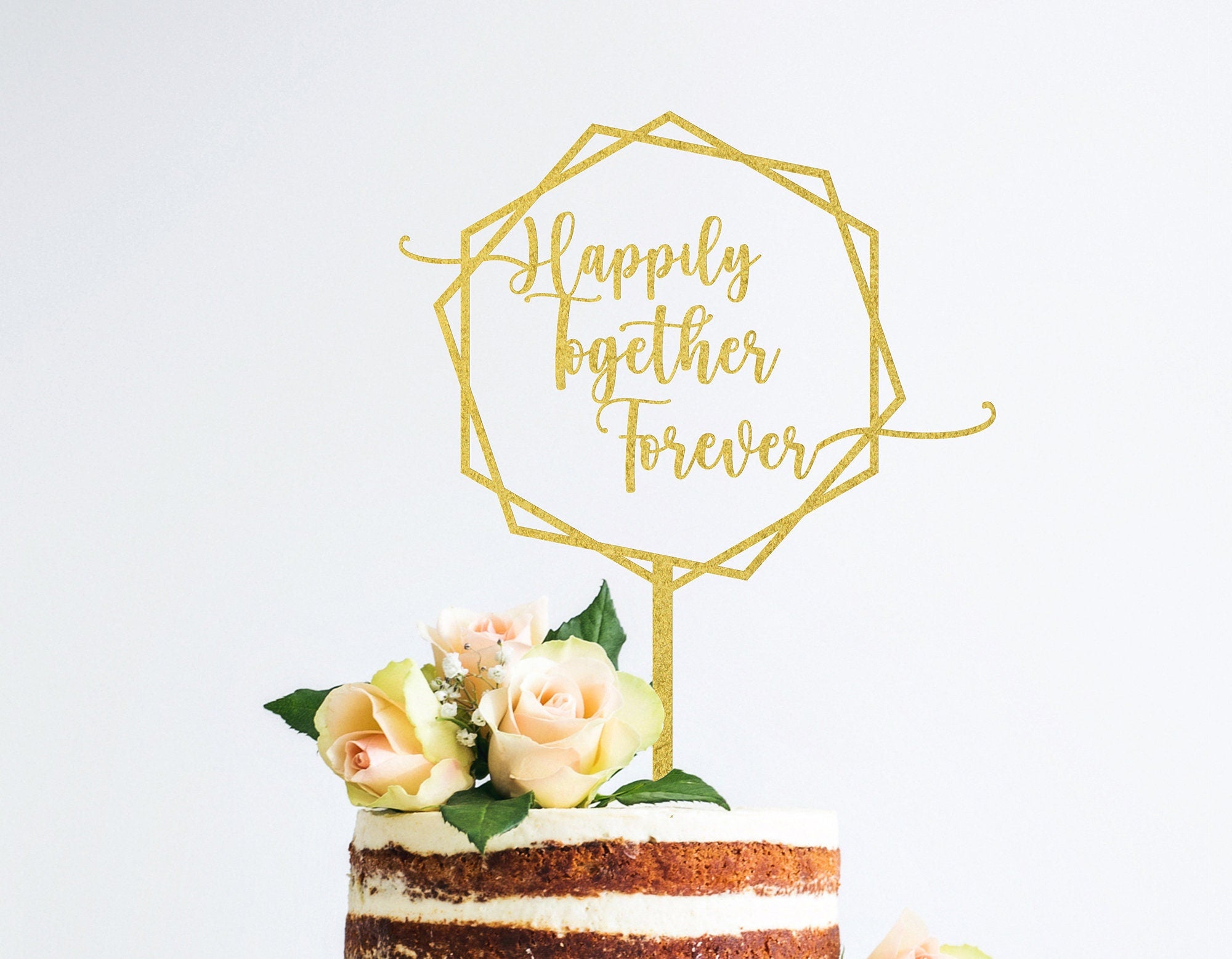 Together Forever Hexagon Cake Topper Birthday Party Cake Decoration