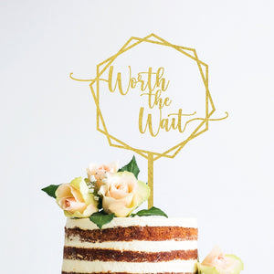 Worth the Wait Hexagon Cake Topper Birthday Party Cake Decoration