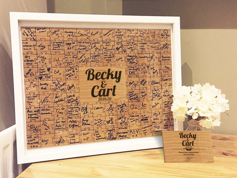 Jigsaw Guestbook Personalised with Sign Framed or Unframed - Modern Style - Wedding Guestbook