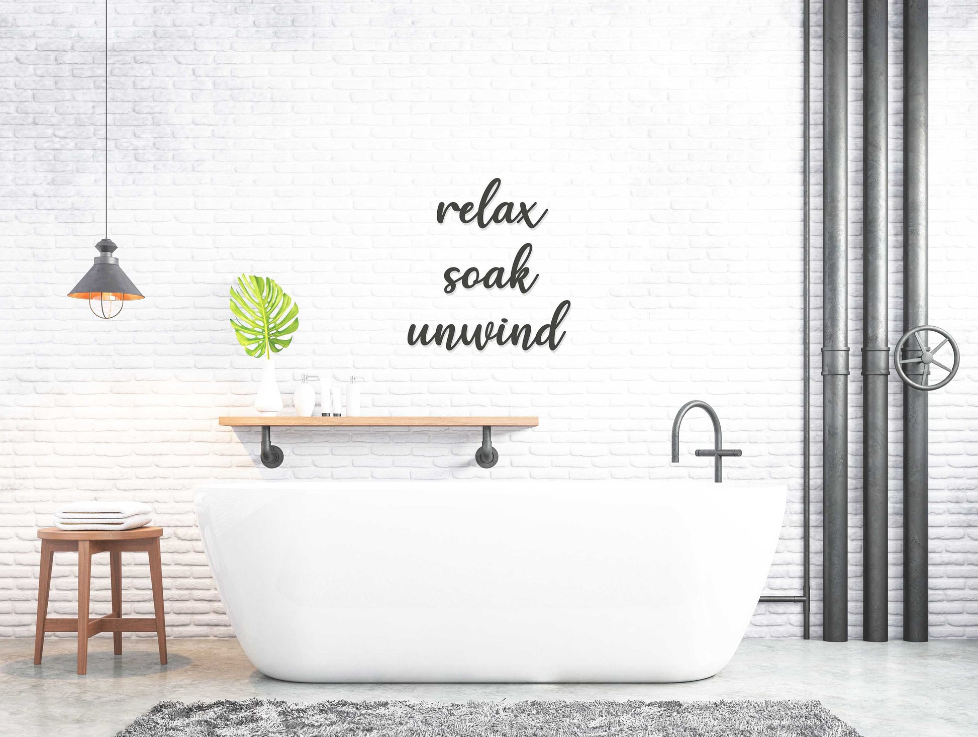 Relax Soak Unwind Word Art - Wooden Word Text Art - Bathroom Art Gift - Font 2