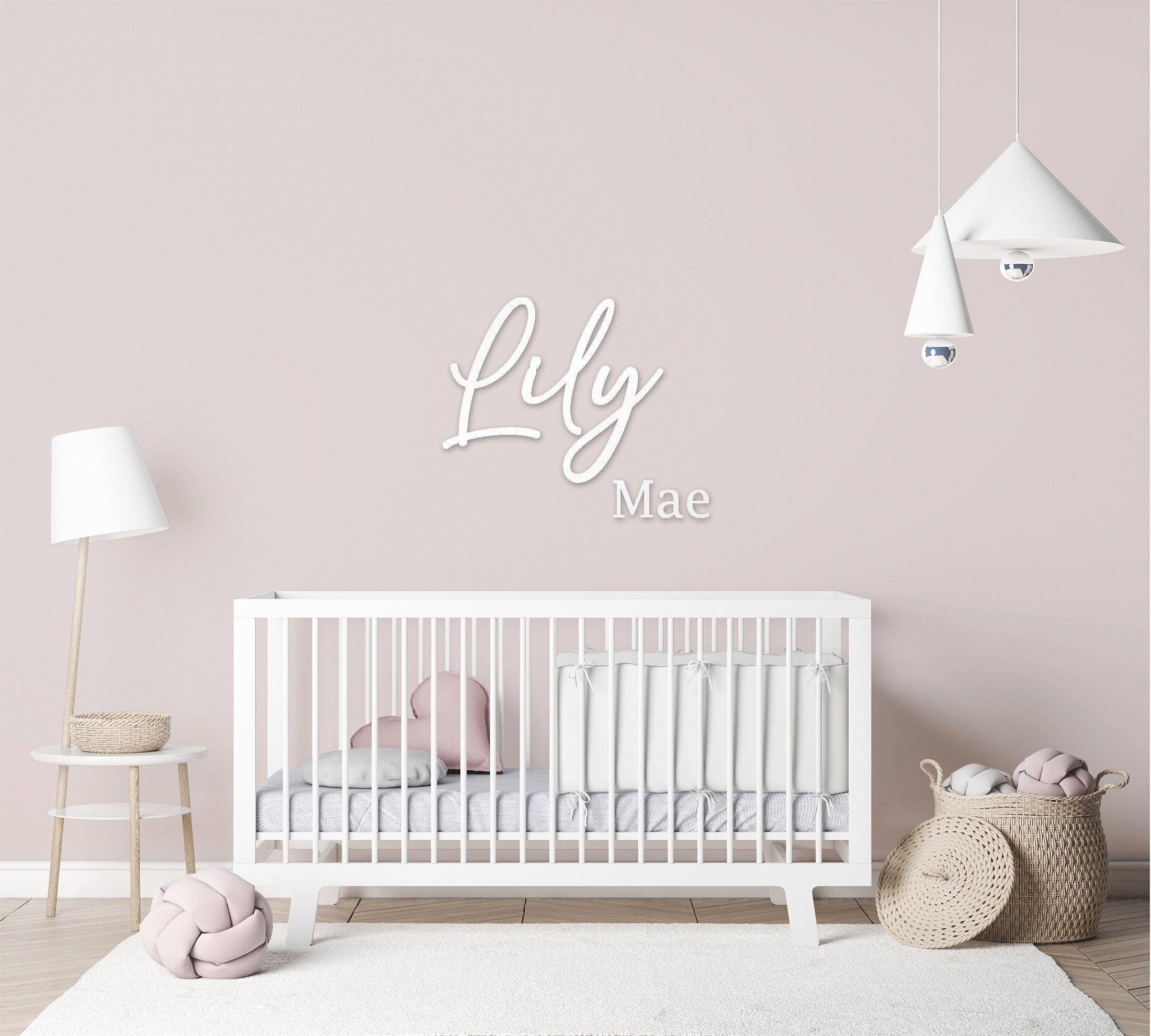 Name Wall Art - Childrens Bedroom - Wooden Word Text Art - Bedroom Art Gift - Double Line Style 4