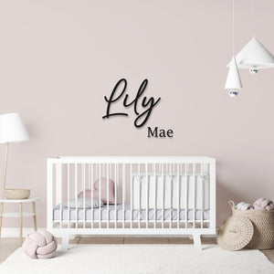Name Wall Art - Childrens Bedroom - Wooden Word Text Art - Bedroom Art Gift - Double Line Style 4