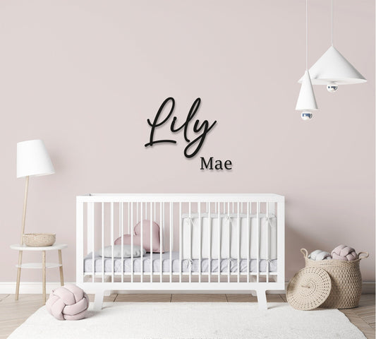 Name Wall Art - Childrens Bedroom - Wooden Word Text Art - Bedroom Art Gift - Double Line Style 4