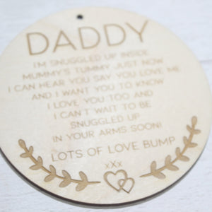To Daddy From Bump - Daddy to Be Gift - Birthday Gift From Bump - Fathers Day From Bump - Daddy to be Keepsake Gift - Birch