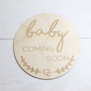 Pregnancy Announcement Disc - Baby Coming Soon Card - New Mum Gift - New Mum Photo Prop - Parent To Be or Baby Shower Gift - Milestone Disc