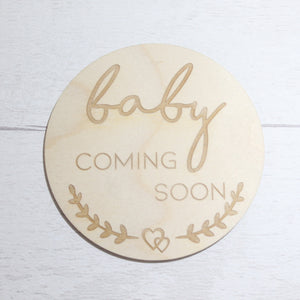 Pregnancy Announcement Disc - Baby Coming Soon Card - New Mum Gift - New Mum Photo Prop - Parent To Be or Baby Shower Gift - Milestone Disc