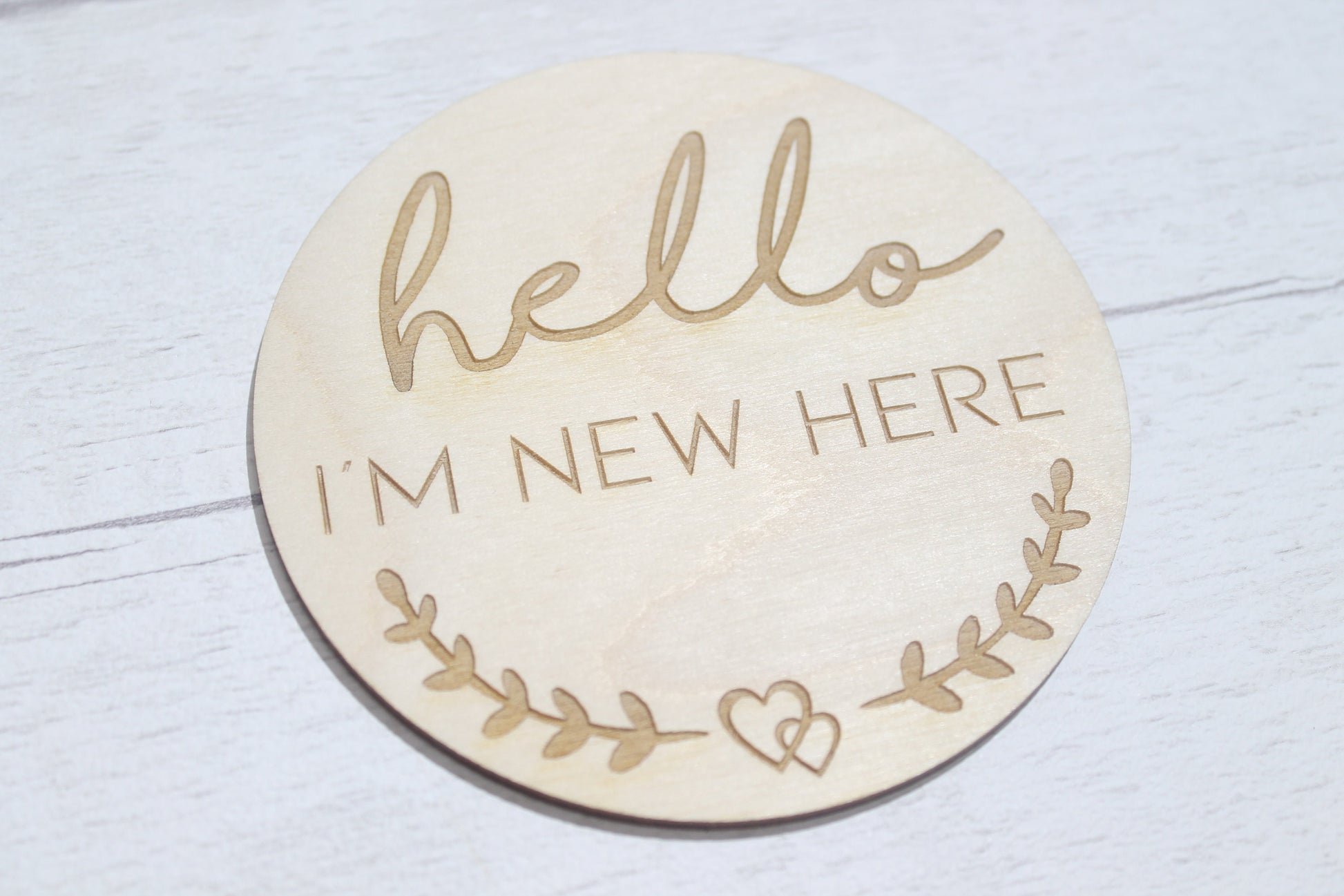 New Baby Announcement Cards  Set of 4 - Hello World New Baby Gift - New Baby Photo Prop - Parent To Be or Baby Shower Gift - Milestone Disc
