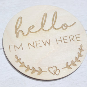 New Baby Announcement Cards  Set of 4 - Hello World New Baby Gift - New Baby Photo Prop - Parent To Be or Baby Shower Gift - Milestone Disc