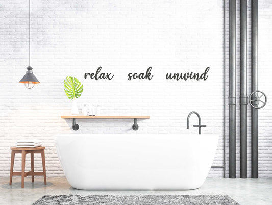 Relax Soak Unwind Word Art - Wooden Word Text Art - Bathroom Art Gift - Font 1