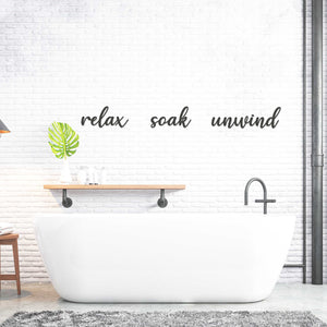 Relax Soak Unwind Word Art - Wooden Word Text Art - Bathroom Art Gift - Font 2