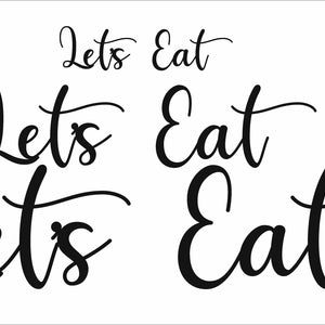 Let's Eat - Text Art - Wooden Word Text Art - Kitchen Art Gift - Font 1