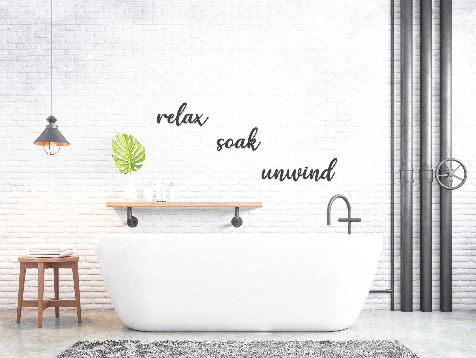 Relax Soak Unwind Word Art - Wooden Word Text Art - Bathroom Art Gift - Font 2