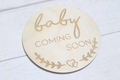 Pregnancy Announcement Disc - Baby Coming Soon Card - New Mum Gift - New Mum Photo Prop - Parent To Be or Baby Shower Gift - Milestone Disc