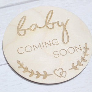 New Baby Announcement Cards  Set of 4 - Hello World New Baby Gift - New Baby Photo Prop - Parent To Be or Baby Shower Gift - Milestone Disc
