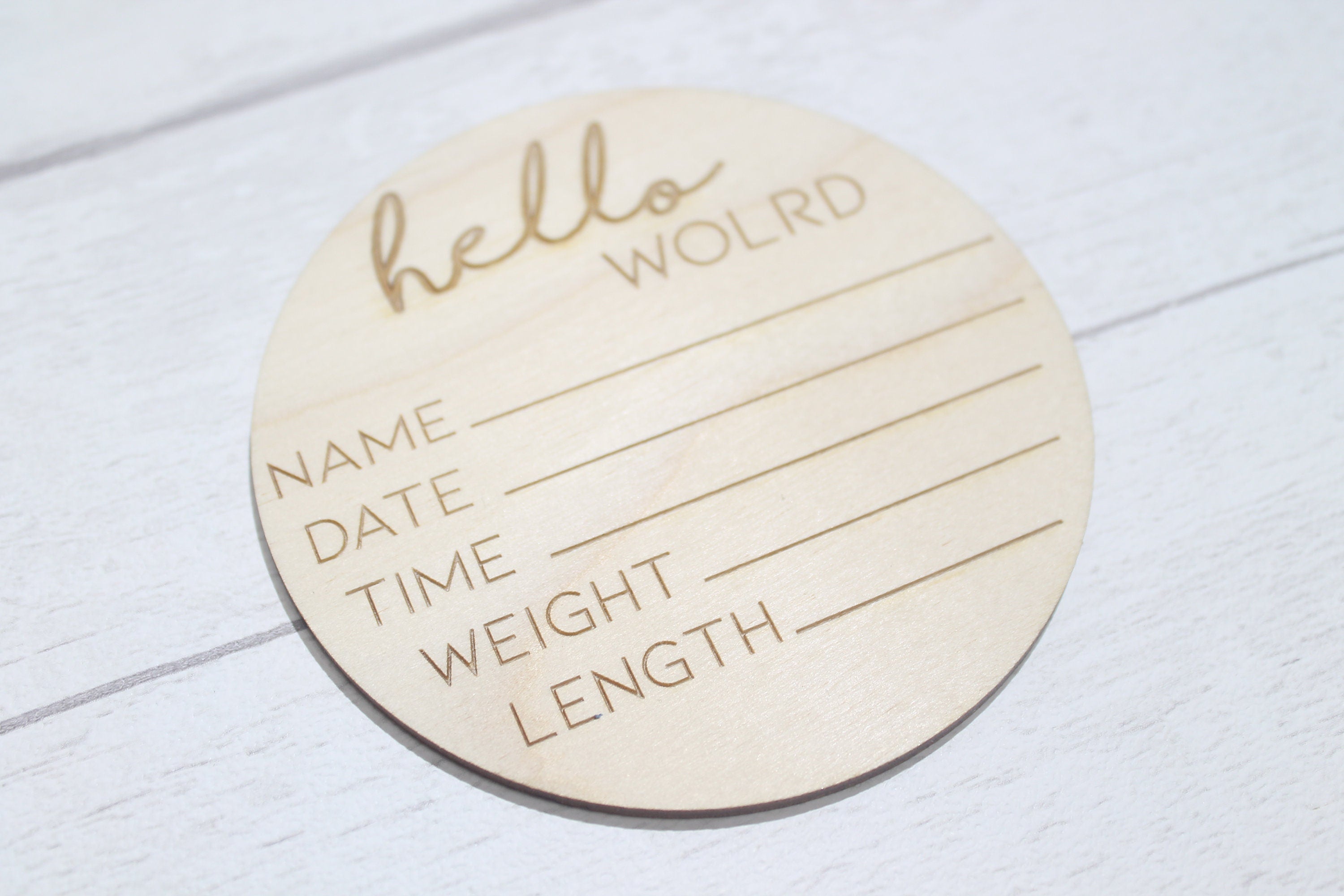 New Baby Announcement Cards  Set of 4 - Hello World New Baby Gift - New Baby Photo Prop - Parent To Be or Baby Shower Gift - Milestone Disc
