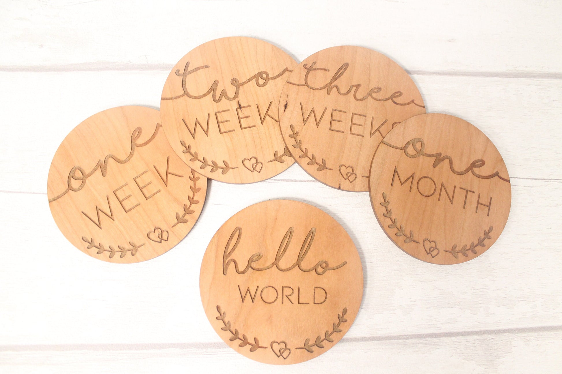 Baby's First Months New Baby Milestone Cards Sets - Hello World  - New Baby Photo Prop - Baby Shower Gift - New Born gifts - Cherry
